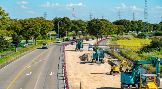 インフラ整備（行政）のイメージ（道路工事の様子）